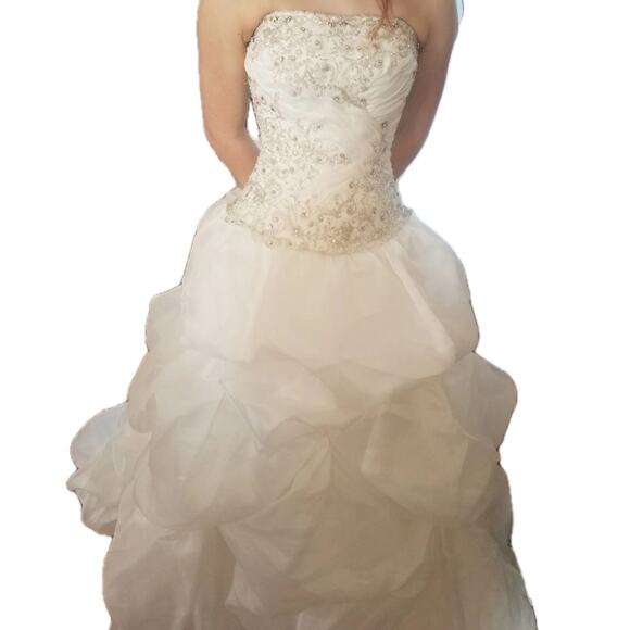 Ella Rosa Wedding Gown Dress Sweatheart Strapless Bust Beaded Bustling 10/12 - Picture 15 of 15